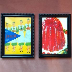 Set of 2 Framed Vintage Jello Kitchen Art